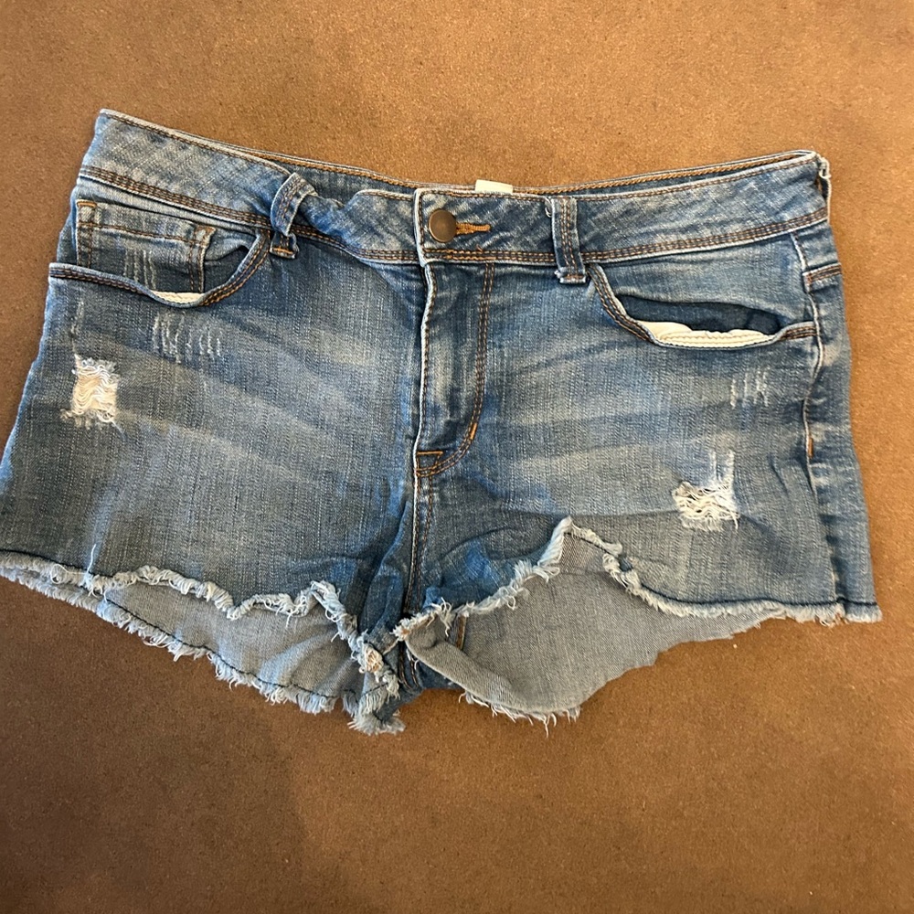 Forever 21 Blue Distressed Jean Shorts